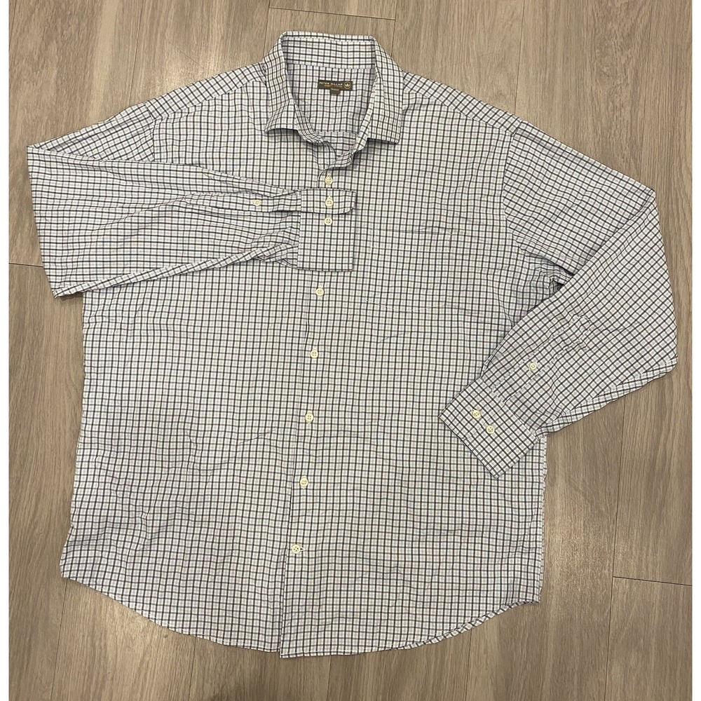 Peter Millar Summer Comfort Shirt Mens XL Performance Gingham Check Button Down
